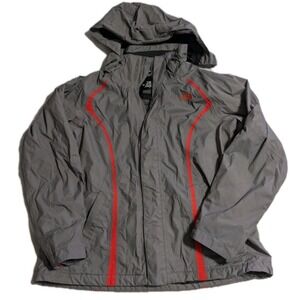 The North Face HyVent Rain Jacket Womens L Gray Hooded Waterproof Shell